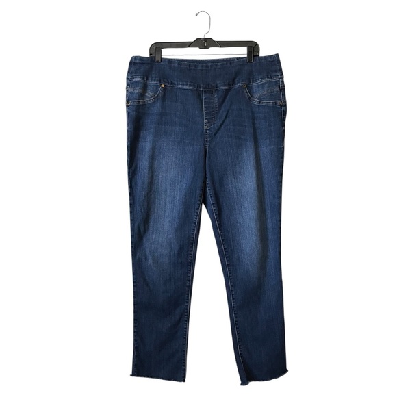 Seven7 Tummy Toner Jeans Size 16W Dark Blue Tapered Leg Mid Rise Pull On Stretch - Picture 2 of 6